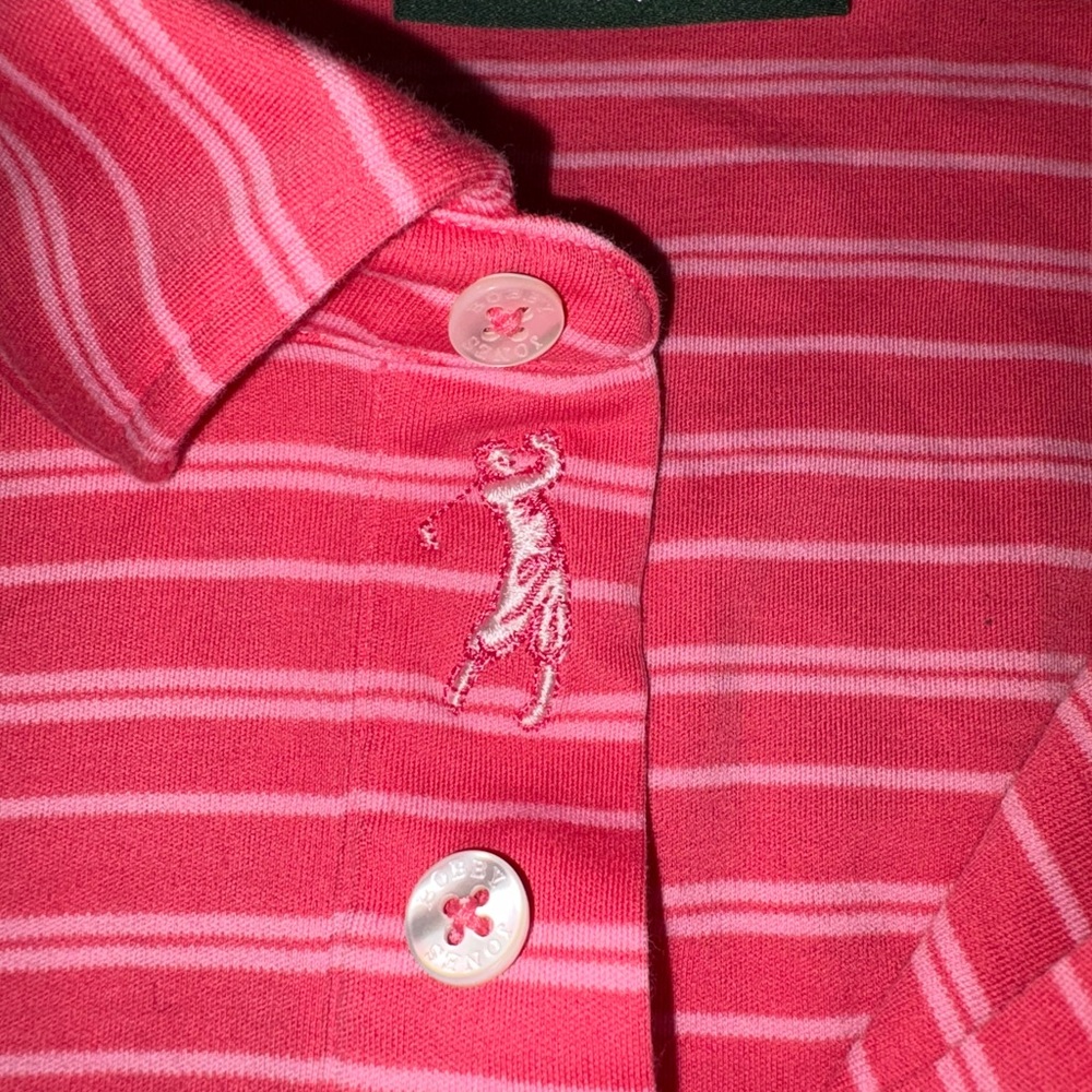 Bobby Jones Men’s pink and white golf Polo Shirt – Size Medium - Picture 5 of 11